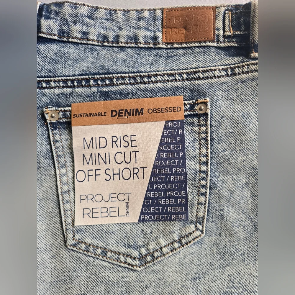 Project Rebel Mid‎ Rise Mini Cut Off Denim Shorts Size 15